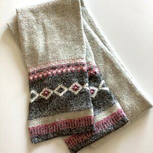 Women's Long Warm Knit Neck Scarf Gray Pink Thick Winter Accessories